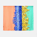 LA MAREY Colourful Pattern 100% Mulberry Silk Scarf (Size 180x110cm) - Green & Blue