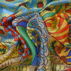 LA MAREY Daisy Pattern 100% Mulberry Silk Scarf (Size 180x110cm) - Green & Yellow