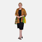 La Marey 100% Mulberry Silk Artistic Design Printed Scarf (Size 180x110 cm) - Yellow & Orange