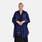 La Marey 100% Mulberry Silk Solid Scarf (Size 200x140cm) - Blue