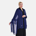 La Marey 100% Mulberry Silk Solid Scarf (Size 200x140cm) - Blue