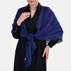 La Marey 100% Mulberry Silk Solid Scarf (Size 200x140cm) - Blue