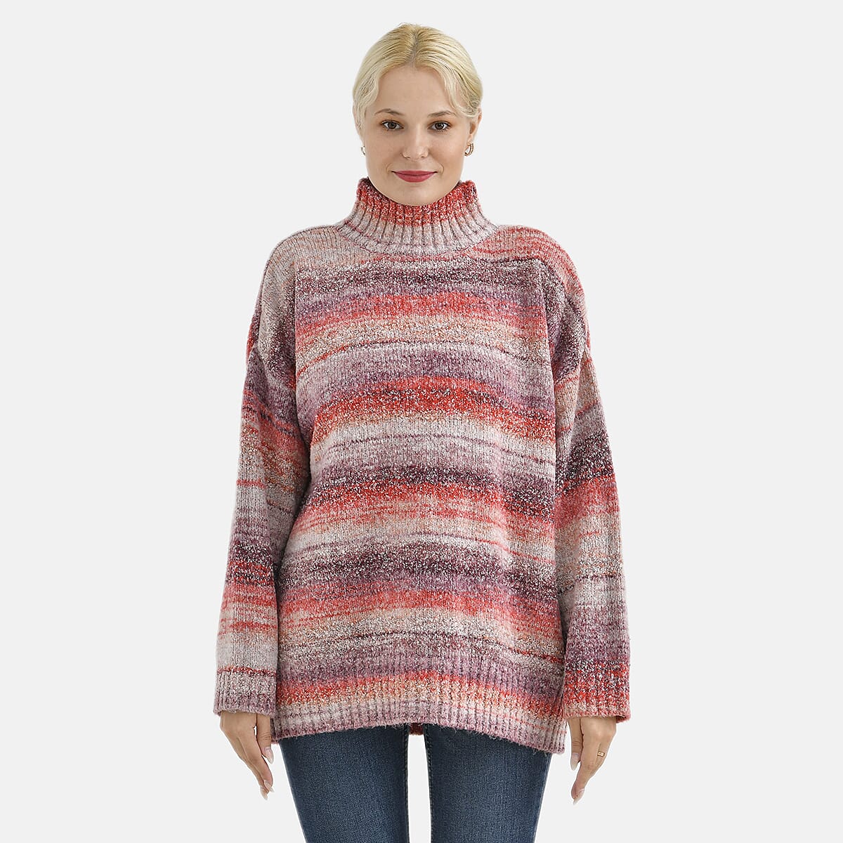 La Marey Acrylic Striped Sweater - Red