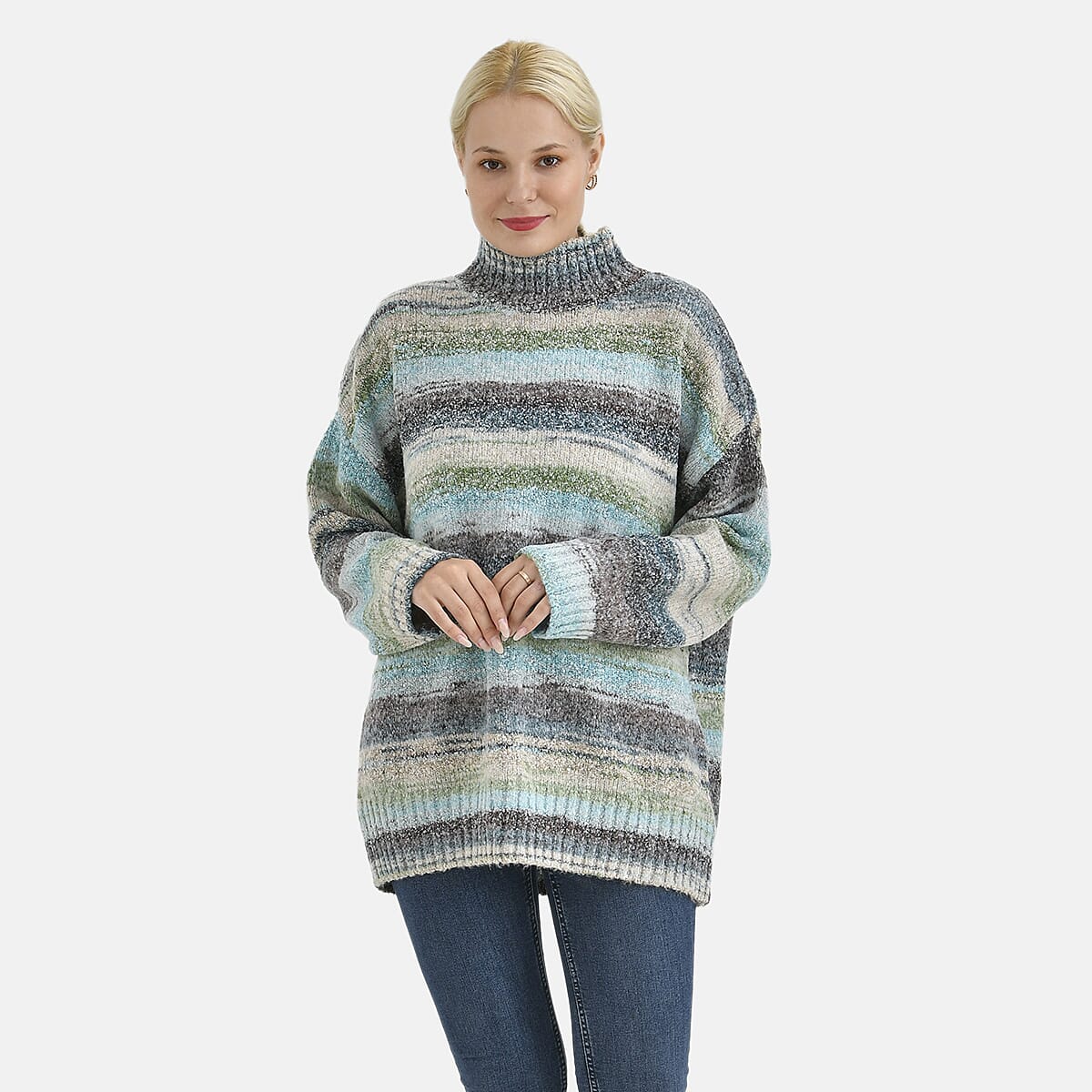 La Marey Acrylic Striped Sweater - Green