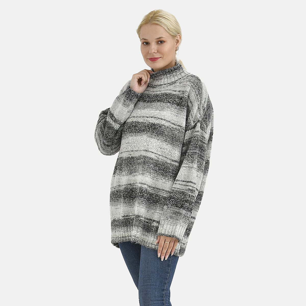 La Marey Acrylic Striped Sweater - Grey