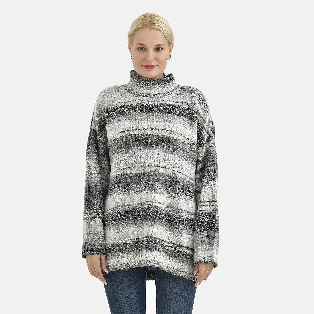 La Marey Acrylic Striped Sweater - Grey