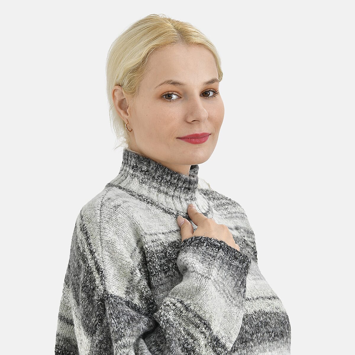 La Marey Acrylic Striped Sweater - Grey