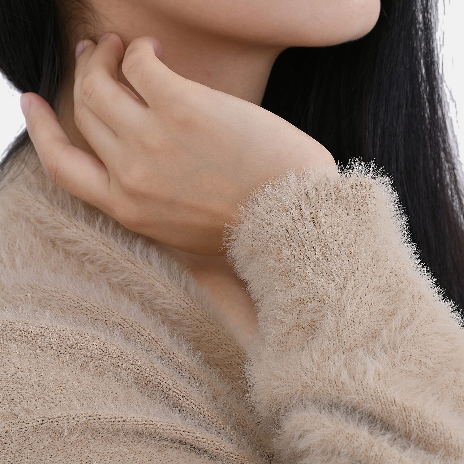 La Marey Alpaca Like Super Soft Longline Cardigan - Beige
