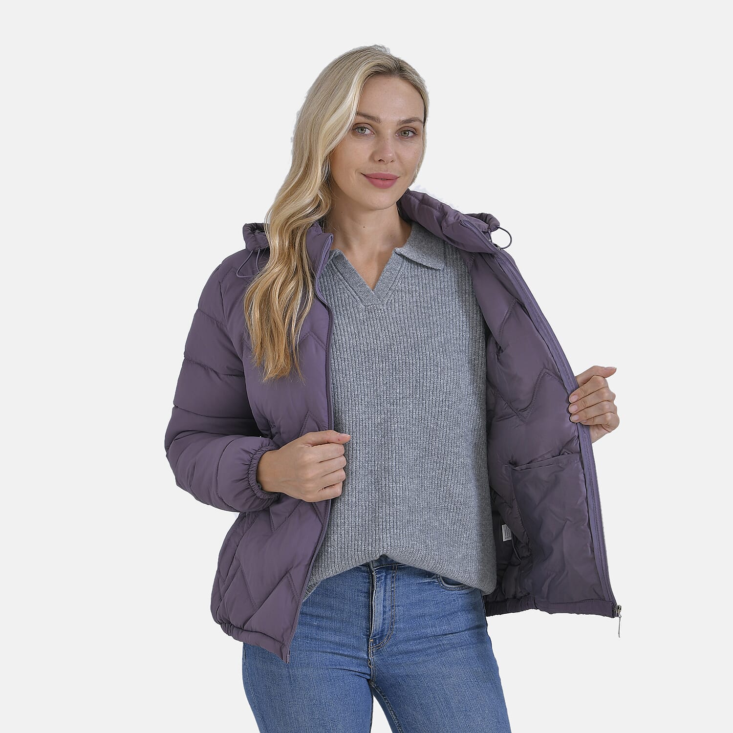 La Marey Lightning-Patterned Jacket (Size 20 to 22) - Purple