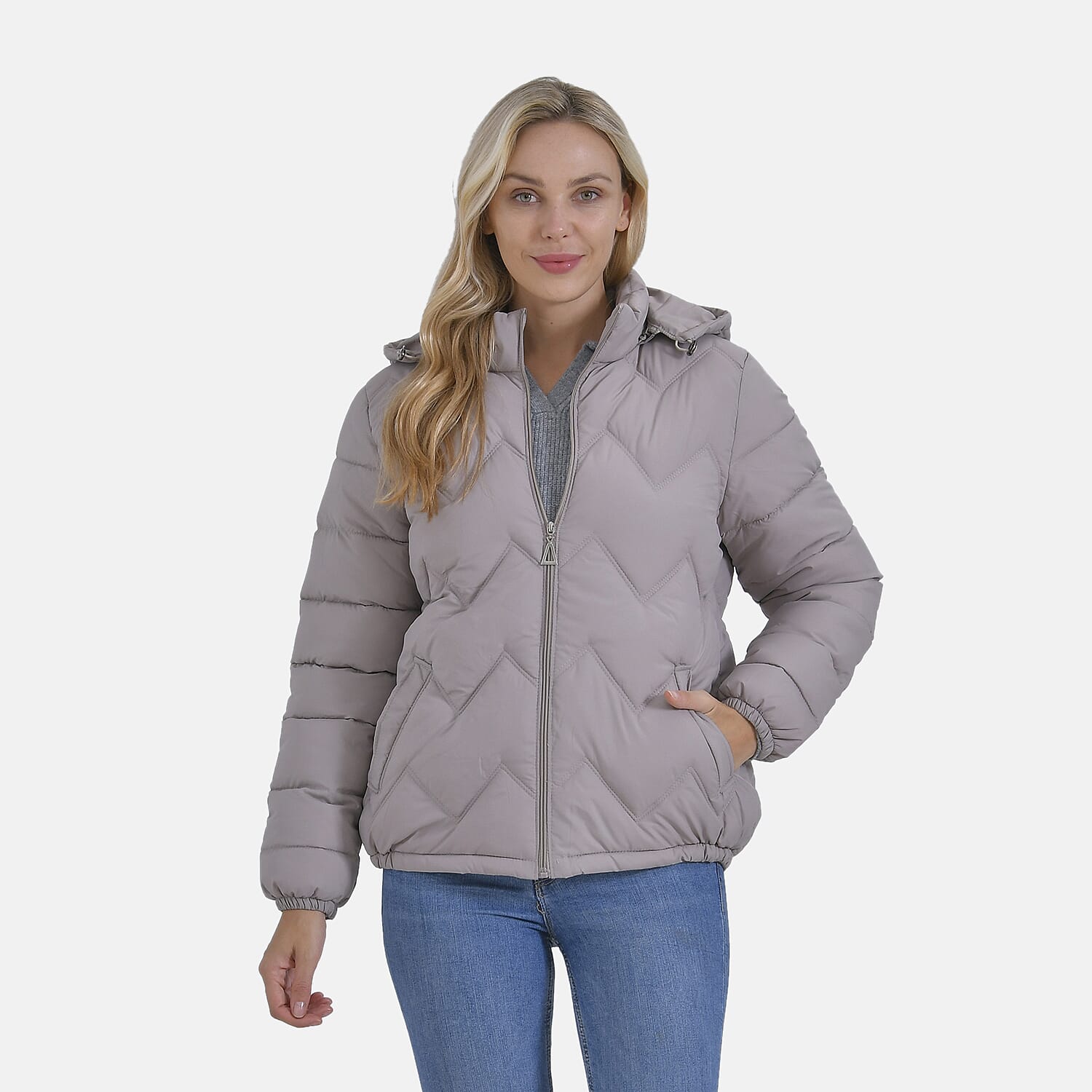 La Marey Lightning-Patterned Jacket (Size 24 to 26) - Beige