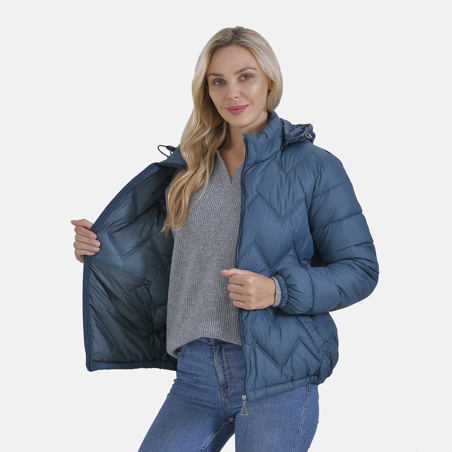 La Marey Lightning-Patterned Jacket (Size 24 to 26) - Blue