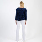 La Marey Paisley Emboss Velvet Blouse (Size M) - Navy