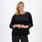 La Marey Paisley Emboss Velvet Blouse (Size XXL) - Black