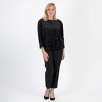 La Marey Paisley Emboss Velvet Blouse (Size XXL) - Black