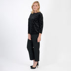 La Marey Paisley Emboss Velvet Blouse (Size XXL) - Black