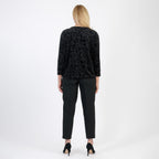 La Marey Paisley Emboss Velvet Blouse (Size XXL) - Black