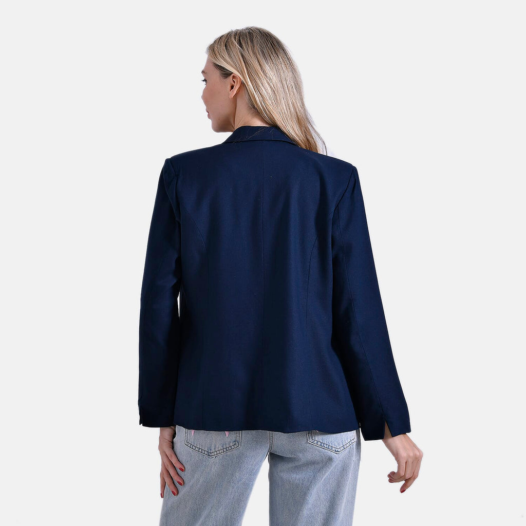 La Marey Classic Linen Blend Long Sleeves Blazer with Notched Collar (Size 20 to 22) - Navy
