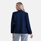 La Marey Classic Linen Blend Long Sleeves Blazer with Notched Collar (Size 20 to 22) - Navy