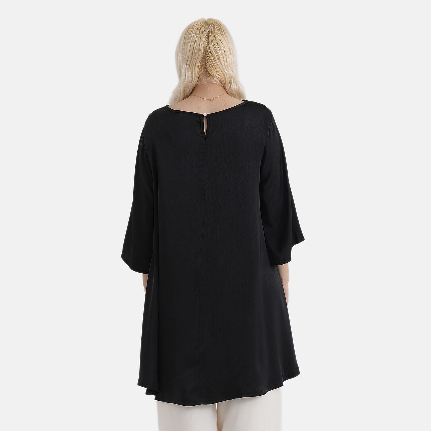 La Marey Limited Collection Asymmetric Edge Blouse (Size - L-XL, Fit 16 to 22) - Black