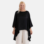 La Marey Limited Collection Asymmetric Edge Blouse (Size - L-XL, Fit 16 to 22) - Black