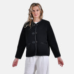 La Marey Fur-effect Coat with Appliques  (Size 12 to 14) - Black