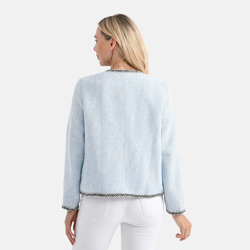 Lowest Ever- - Maisi Tweed Jacket with Contrast Trim (Size M) - Blue