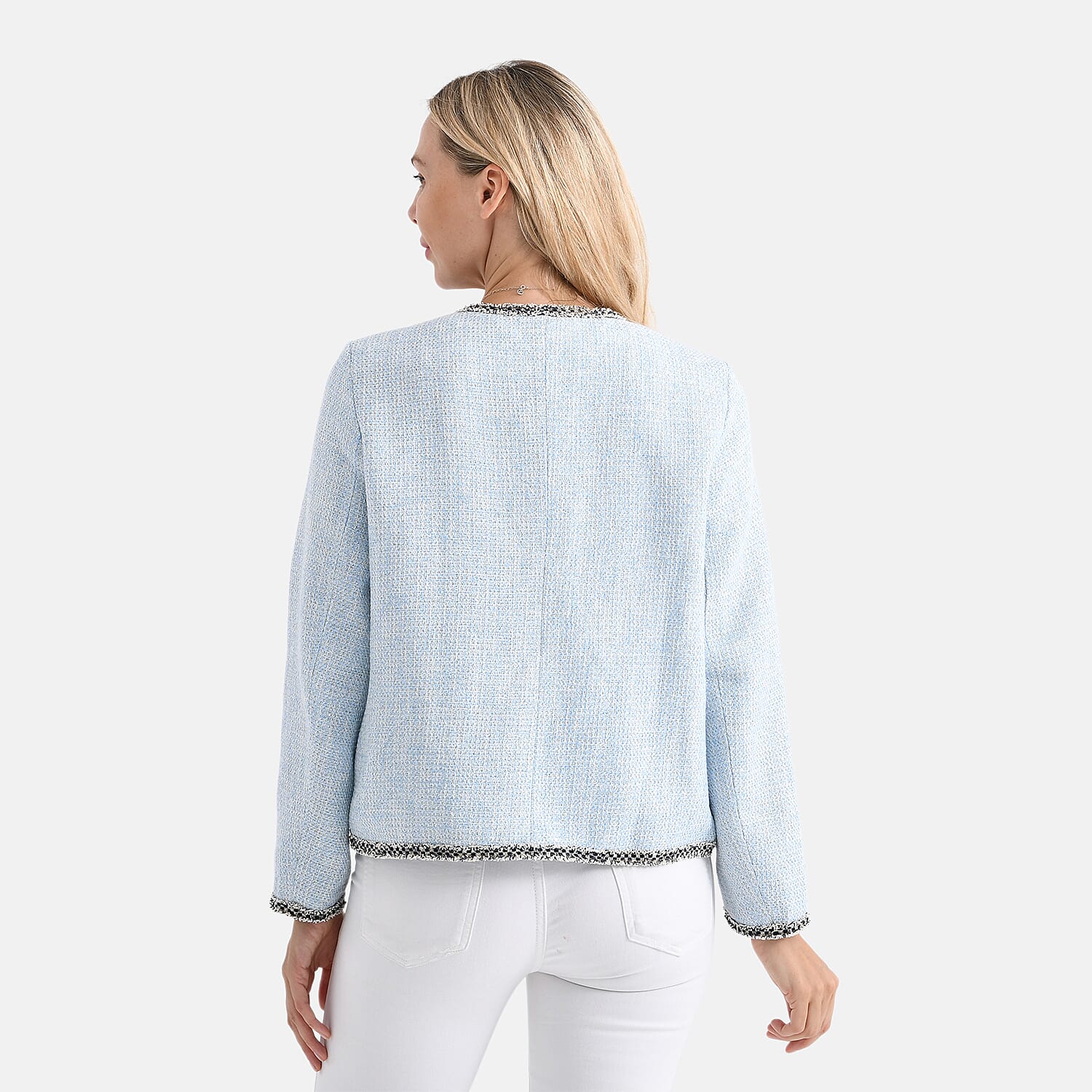 Lowest Ever- - Maisi Tweed Jacket with Contrast Trim (Size M) - Blue