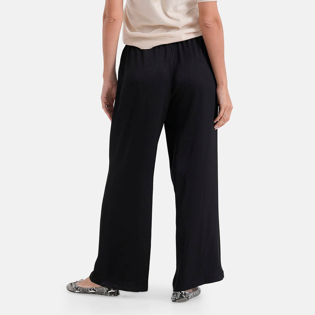 La Marey Silk Feeling Wide Leg Trousers (Size - L-XL) - Black