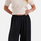 La Marey Silk Feeling Wide Leg Trousers (Size - S-M) - Black