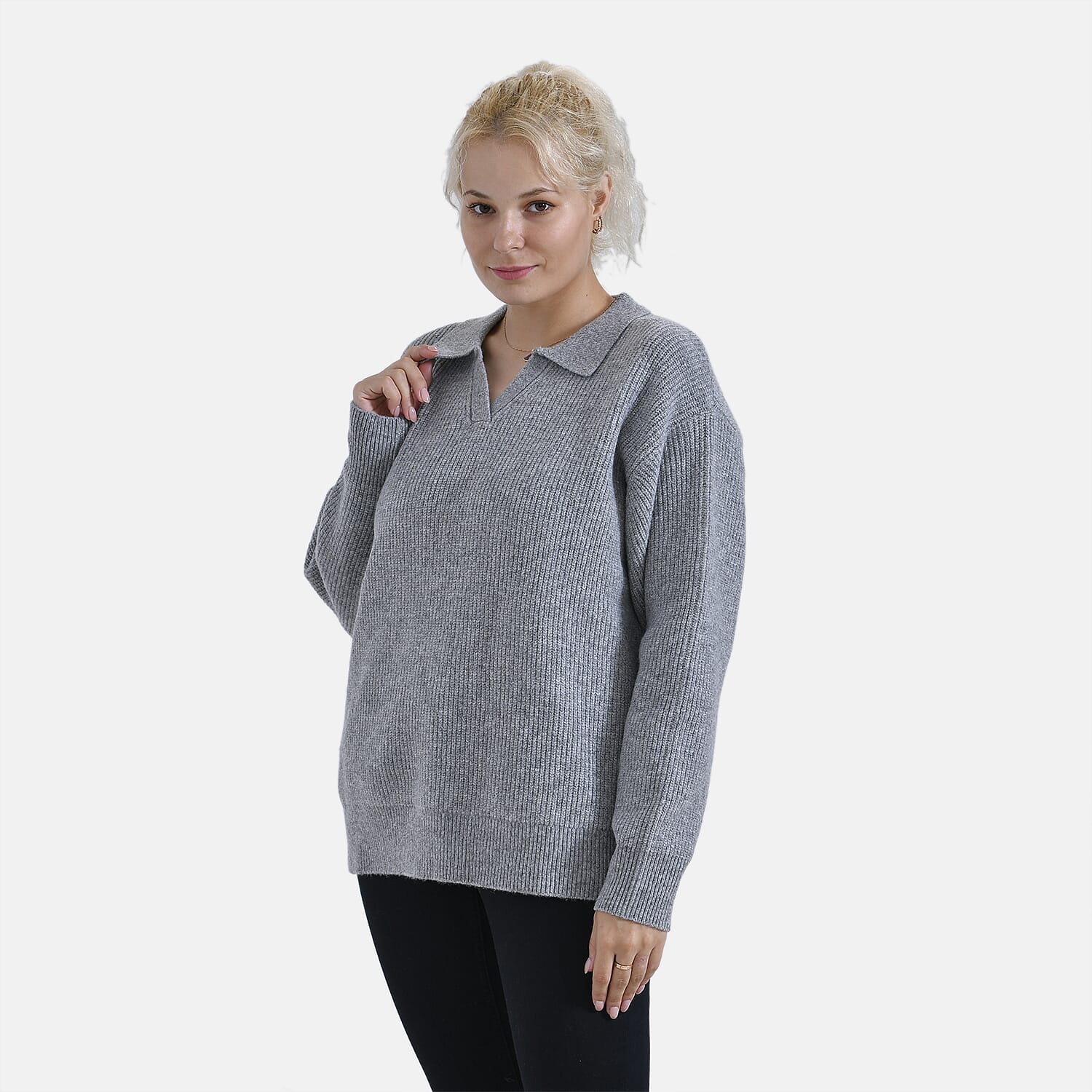 La Marey V neck polo sweater (Size 12 to 14) - Grey