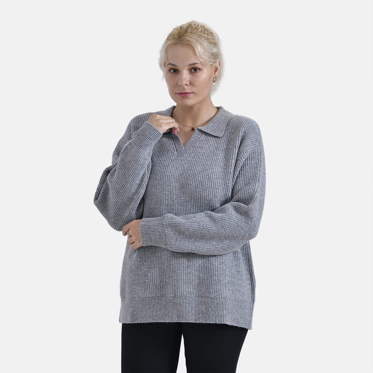 La Marey V neck polo sweater (Size 12 to 14) - Grey