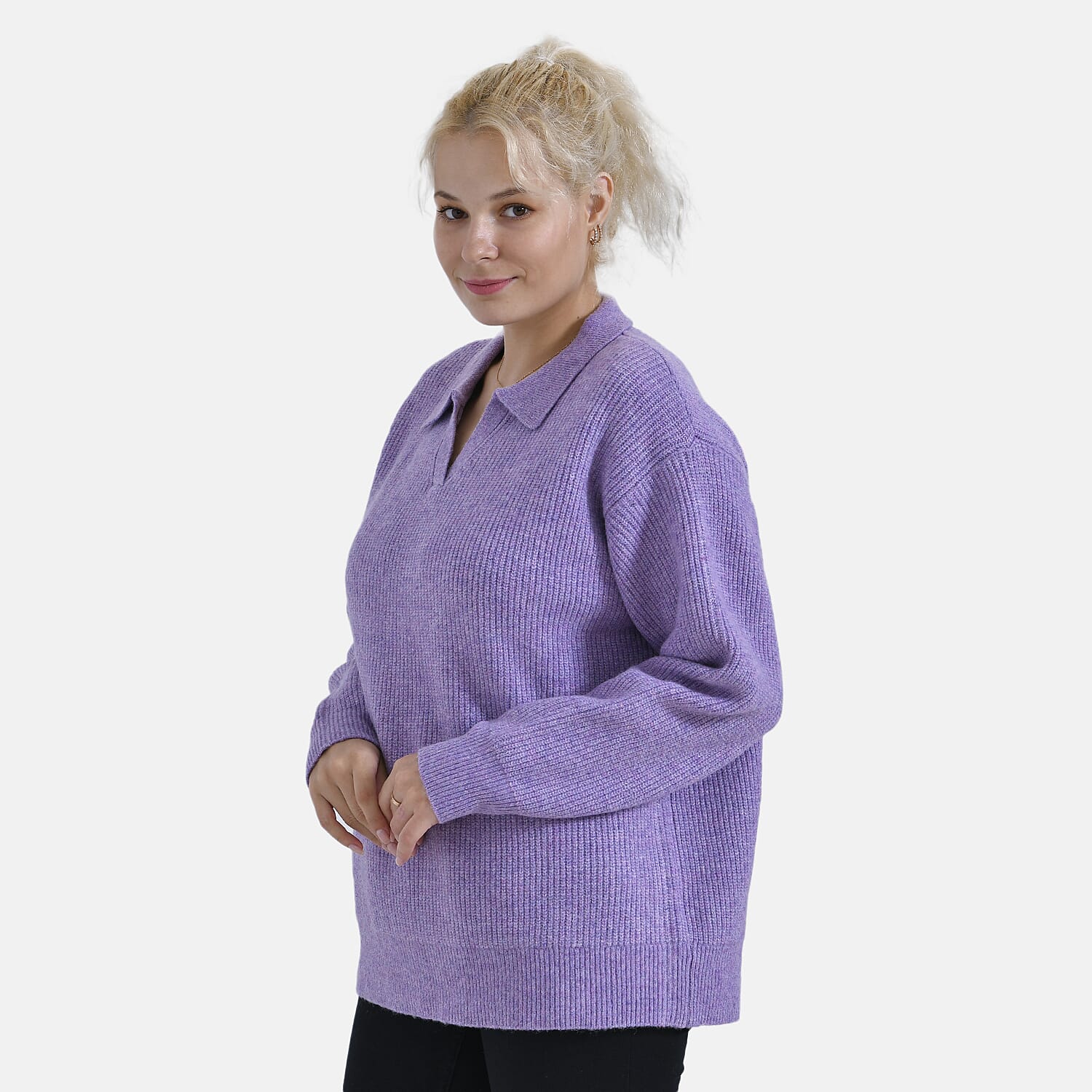 La Marey V neck Polo Sweater (Size 12 to 14) - Purple
