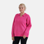 La Marey V neck Polo Sweater (Size 8 to 10) - Pink