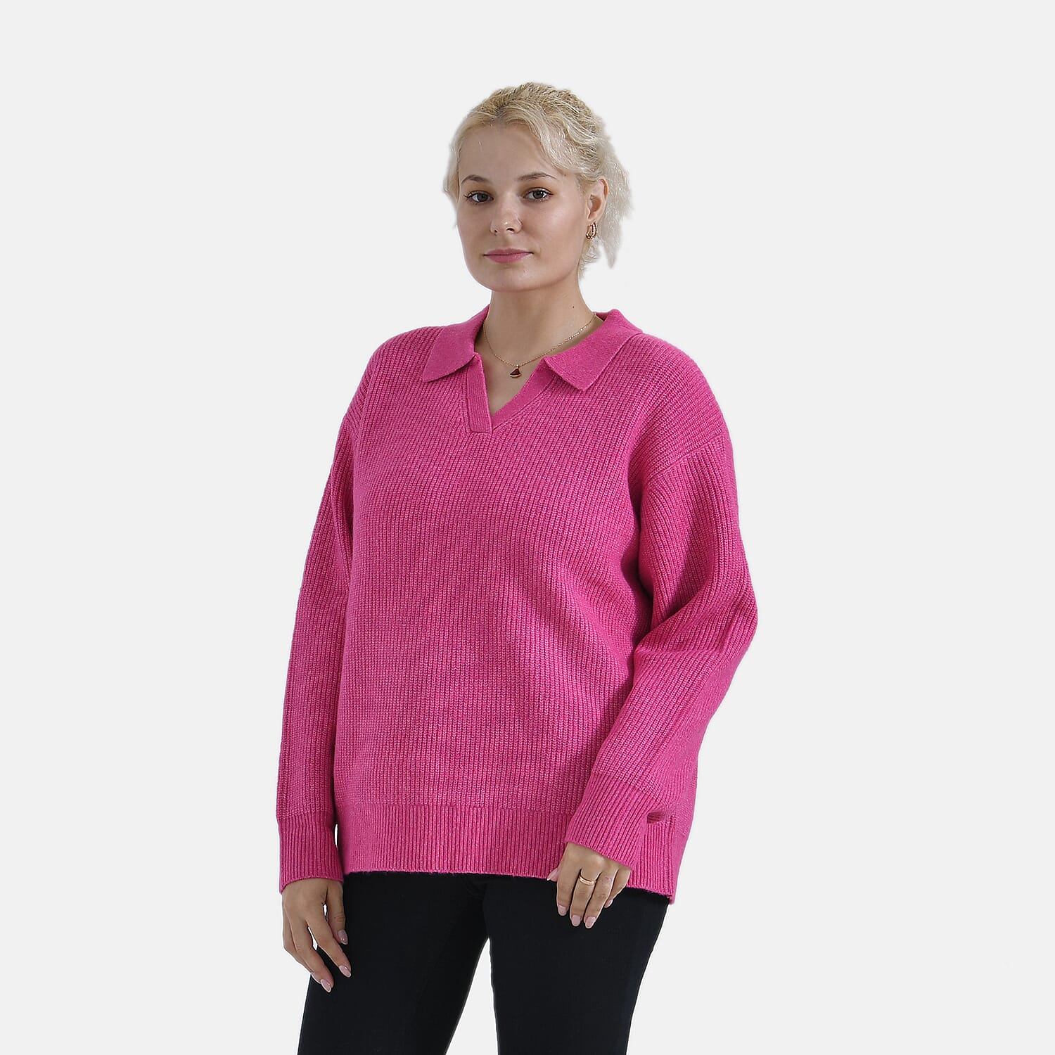 La Marey V neck Polo Sweater (Size 8 to 10) - Pink