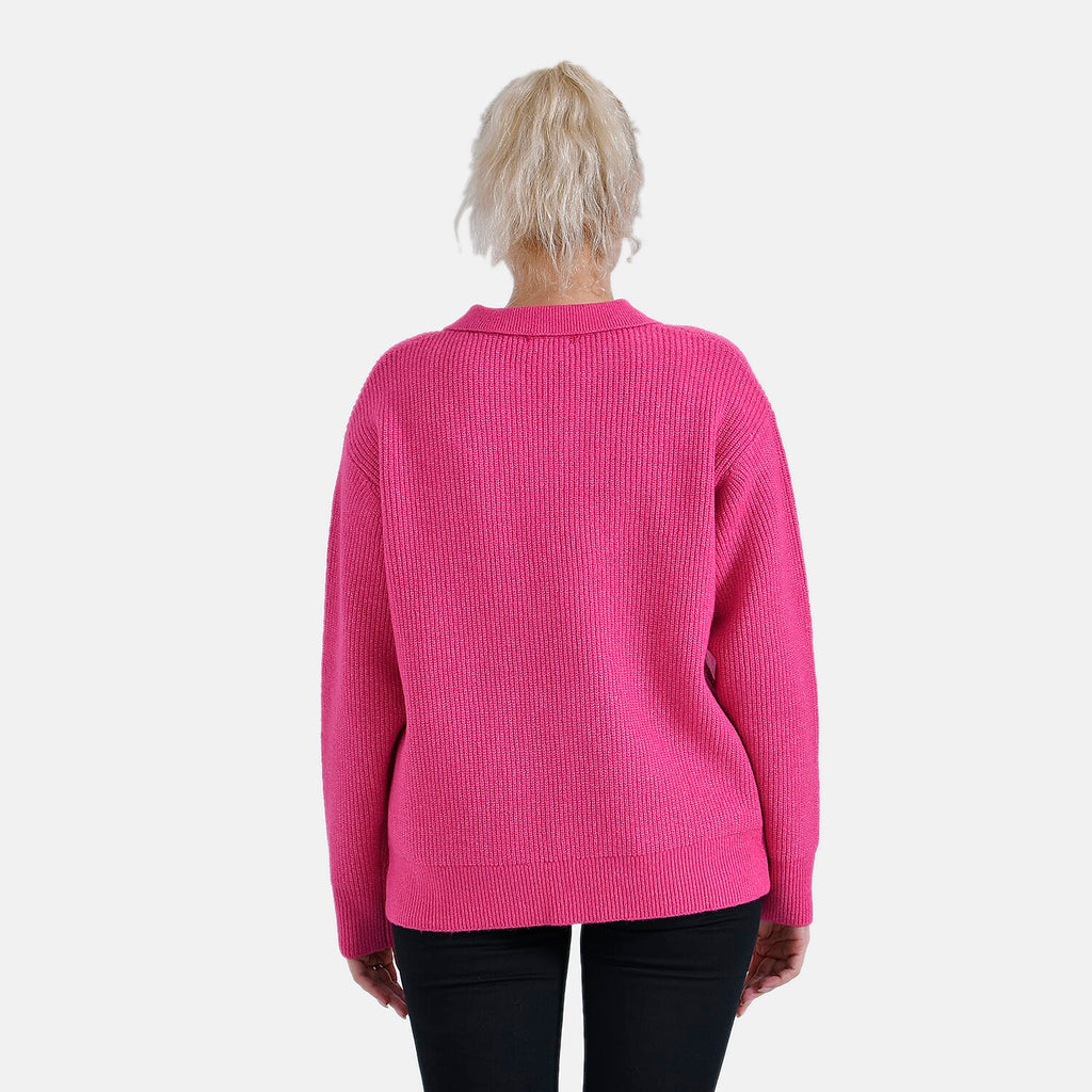 La Marey V neck Polo Sweater (Size 8 to 10) - Pink
