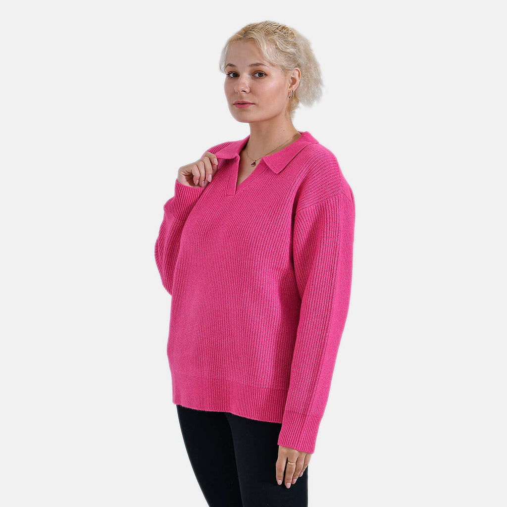 La Marey V neck Polo Sweater (Size 8 to 10) - Pink