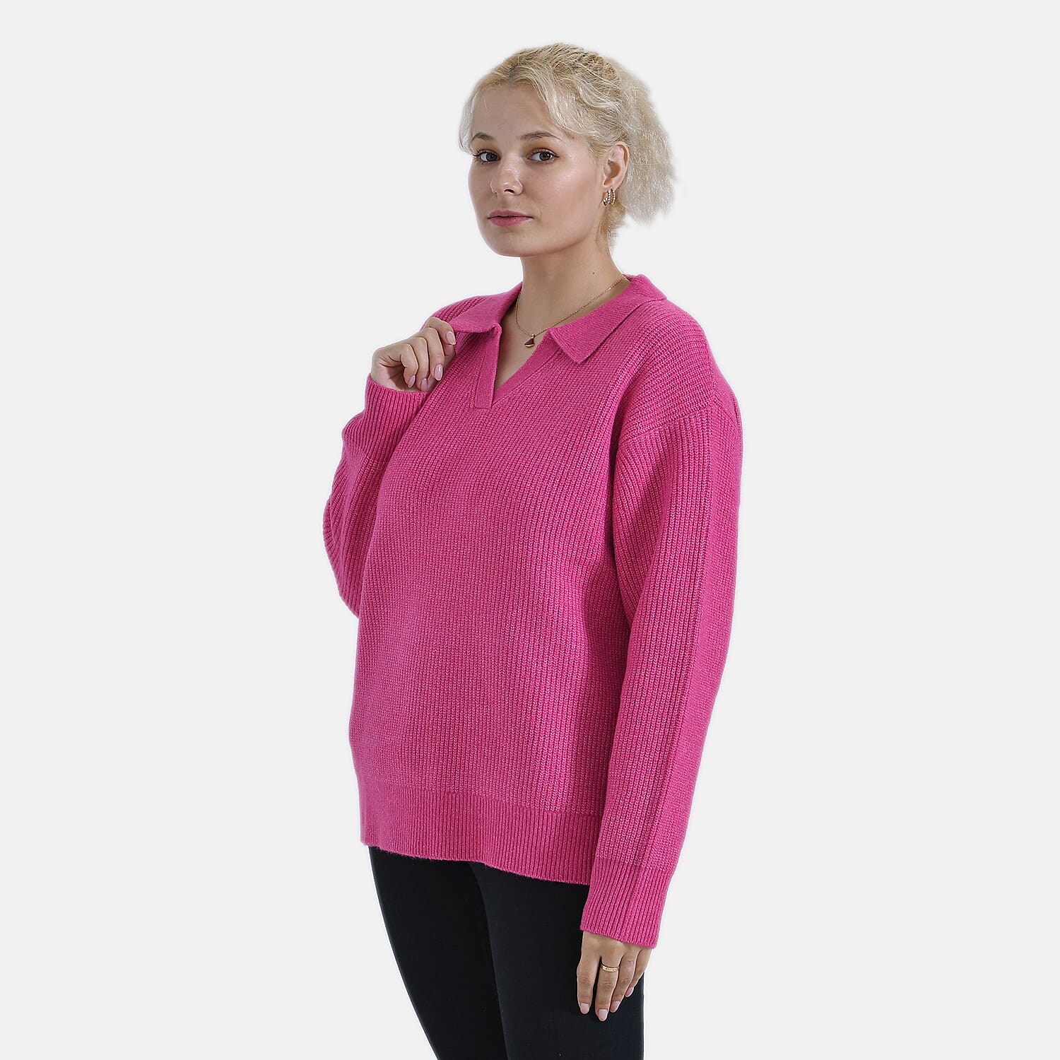 La Marey V neck Polo Sweater (Size 8 to 10) - Pink