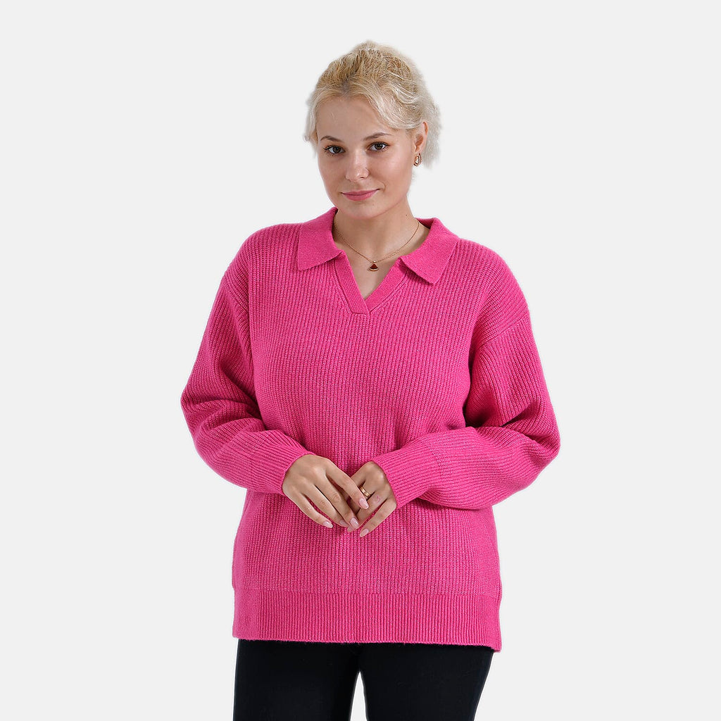 La Marey V neck Polo Sweater (Size 8 to 10) - Pink