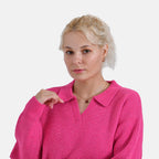 La Marey V neck Polo Sweater (Size 8 to 10) - Pink