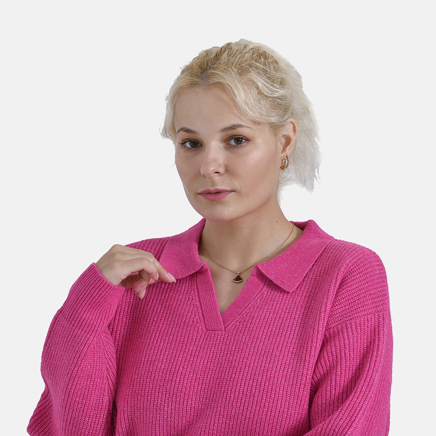 La Marey V neck Polo Sweater (Size 8 to 10) - Pink