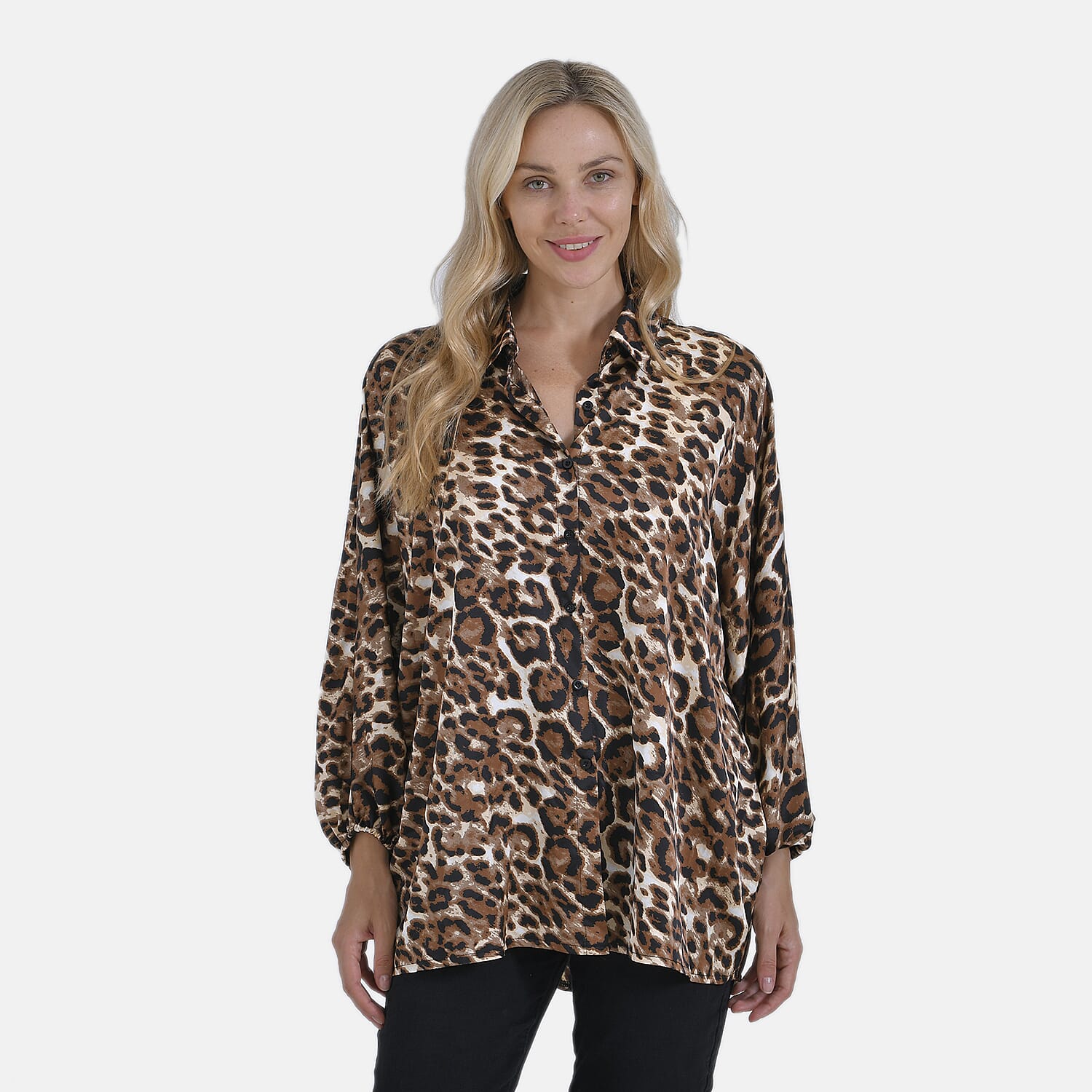 La Marey lepoard Blouse (Size 8 to 14) - Brown Leopard
