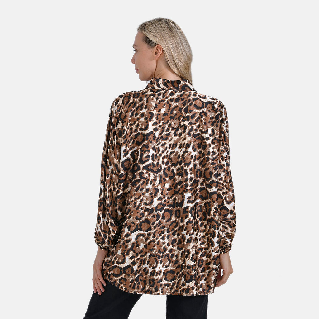 La Marey lepoard Blouse (Size 8 to 14) - Brown Leopard