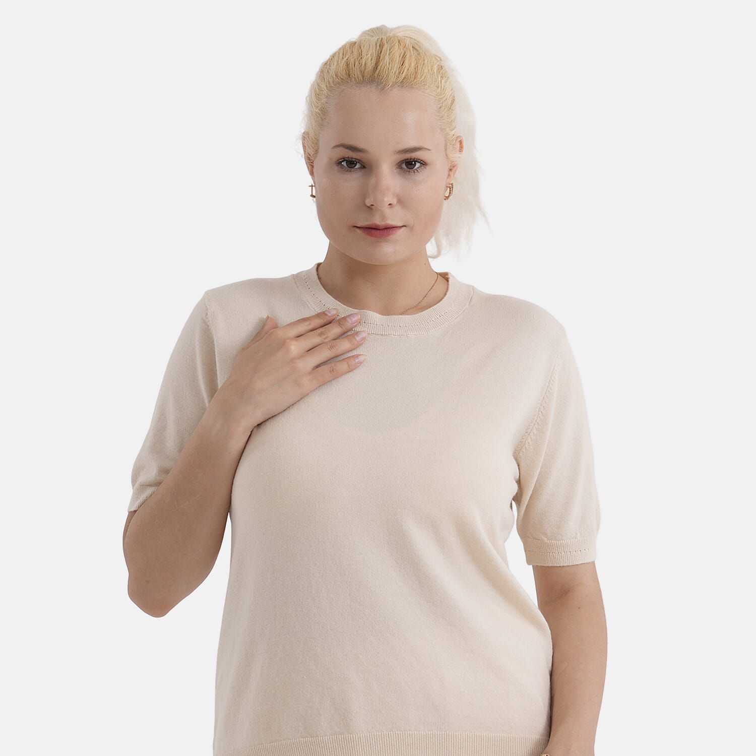 La Marey Summer Knit Short Sleeve Top (Size L, Fit 16 To 18) - Yellow