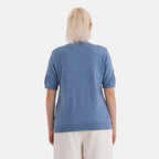 La Marey Summer Knit Short Sleeve Top (Size M, Fit 12 To 14) - Blue