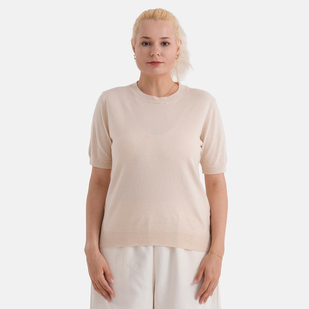 La Marey Summer Knit Short Sleeve Top (Size M, Fit 12 To 14) - Yellow