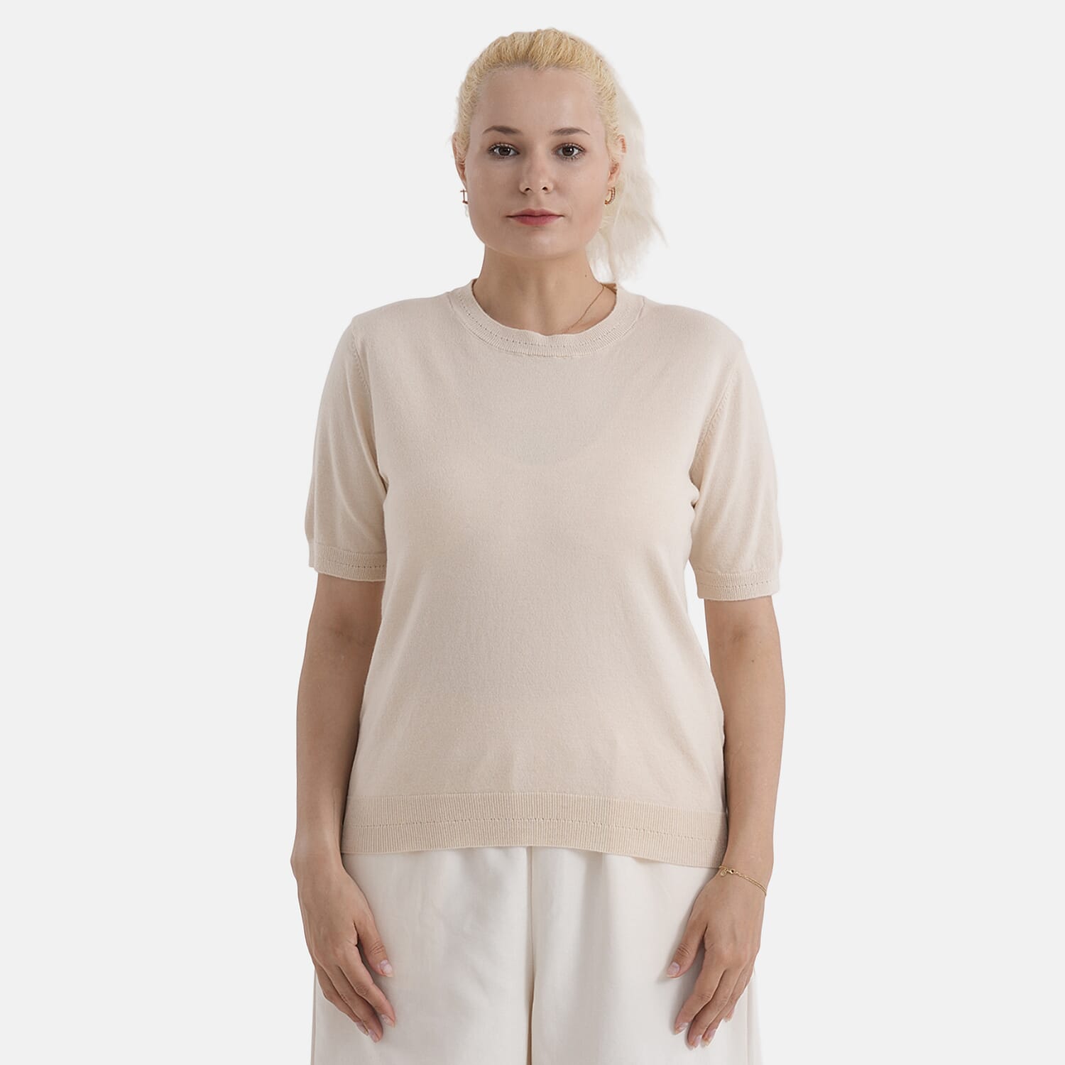La Marey Summer Knit Short Sleeve Top (Size M, Fit 12 To 14) - Yellow