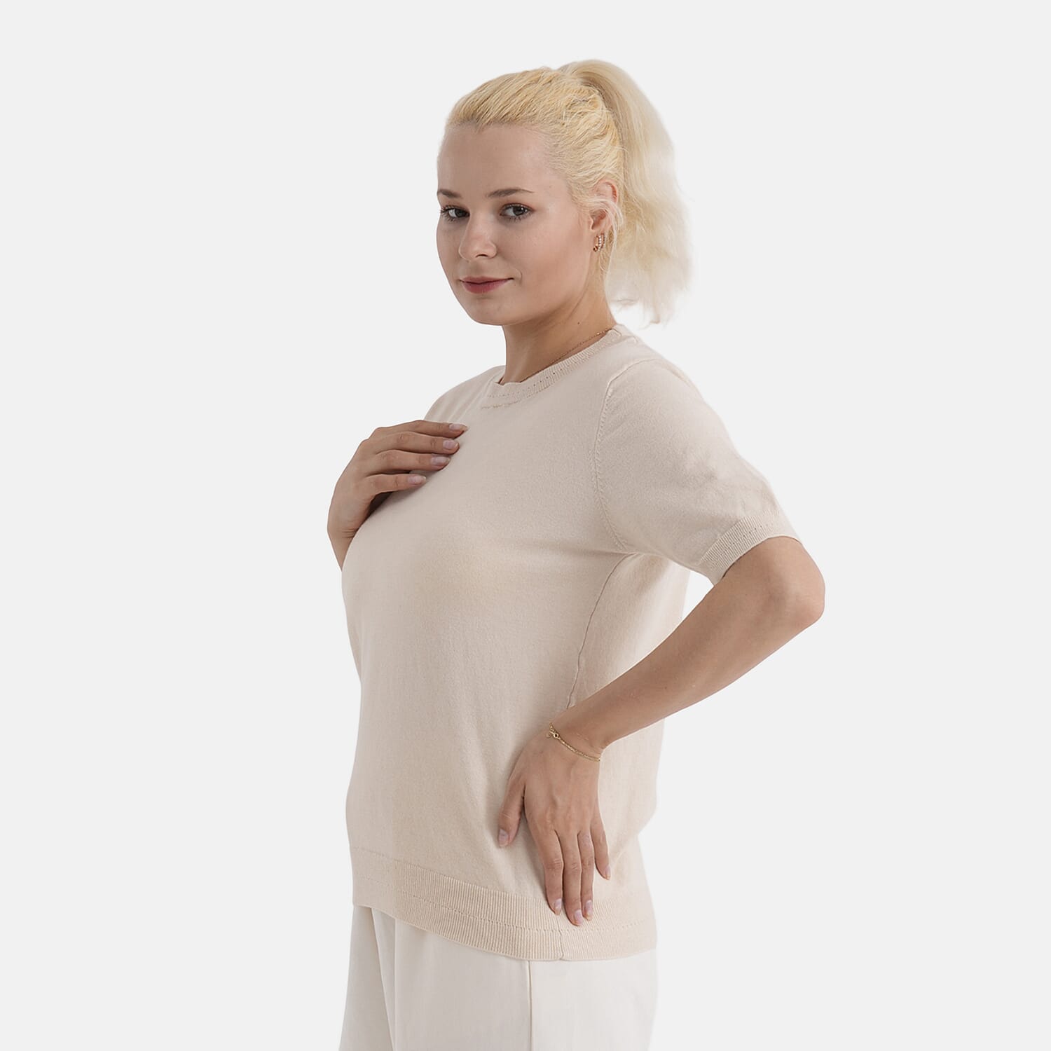La Marey Summer Knit Short Sleeve Top (Size M, Fit 12 To 14) - Yellow