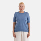 La Marey Summer Knit Short Sleeve Top (Size S, Fit 8 To 10) - Blue