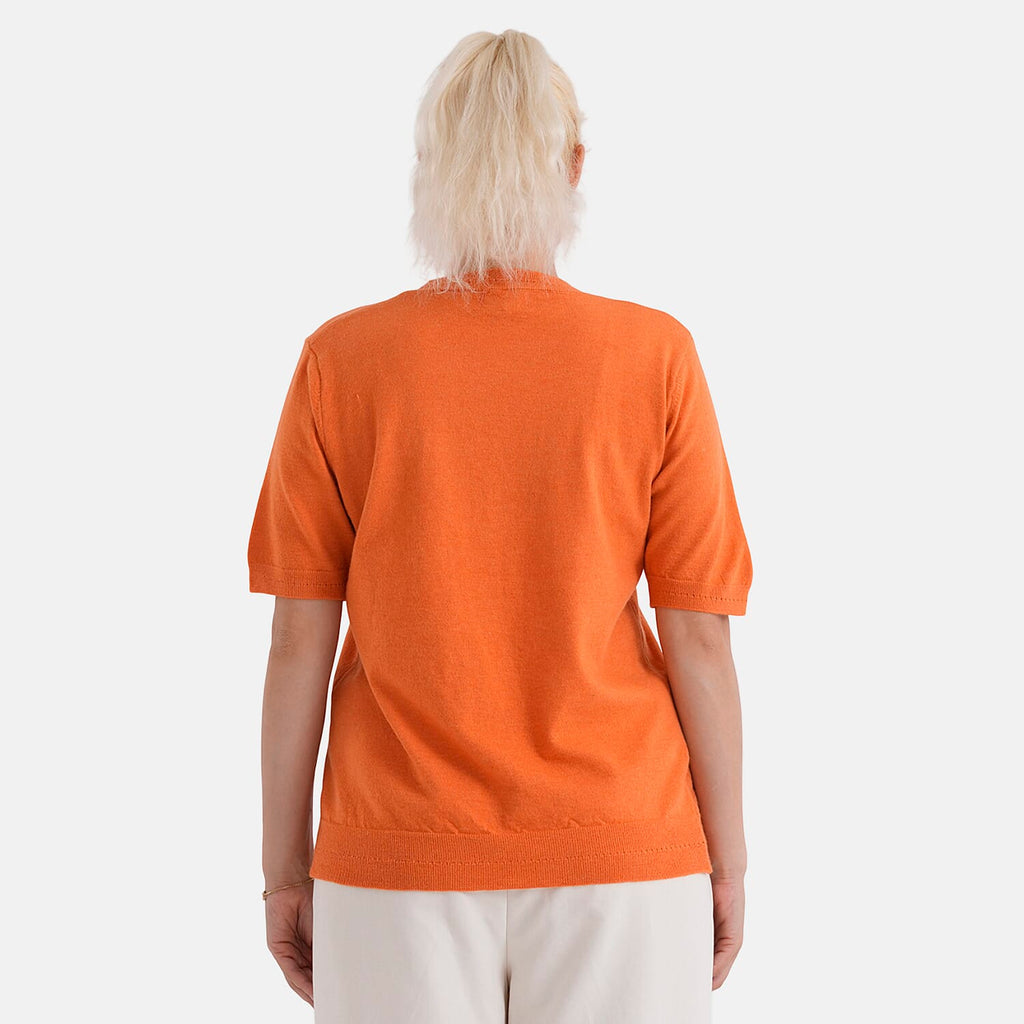 La Marey Summer Knit Short Sleeve Top (Size S, Fit 8 To 10) - Orange