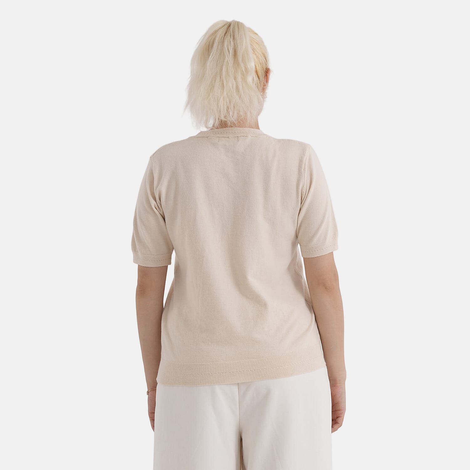 La Marey Summer Knit Short Sleeve Top (Size S, Fit 8 To 10) - Yellow
